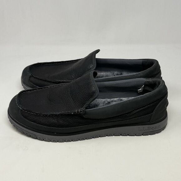 LL Bean All Week Slipper Mocs Mens 13 M Leather Shearling Lined Outdoor Shoes - Picture 4 of 15
